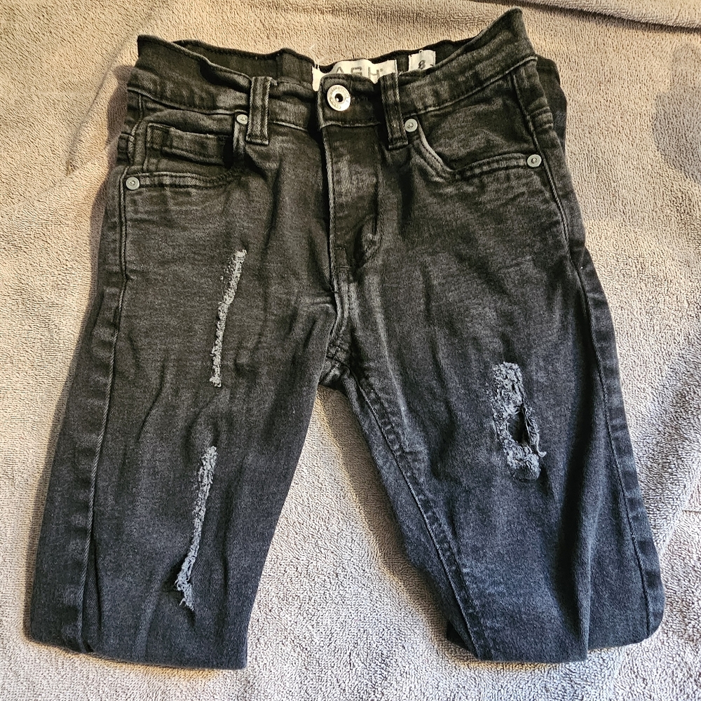 Dash American Designer Kids Skinny  Black Denim Jeans Size 8 Distressed